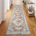 LIVEBOX Washable Runner Rug 2.5x8, Non Skid Kitchen Runner Rugs, Soft Tribal Western Vintage Boho Carpet Runner Rug for Bathroom, Long Hallway Rug for Laundry Room Entryway Bedroom(Terracotta)