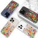Hungo Compatible for iPhone 15 Pro Max Case for Women Clear Design Cute,Girly Girls Promax Colorful Bright Flowers Florals Field Seamless Summer Meadow Botanical