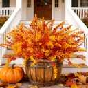 Geegoods 16 Bundles Artificial Fall Flowers Outdoor  Faux Lavender Flowers with Monkey Grass UV Resistant Plastic Faux Plants for Halloween Front Door Porch Patio Yard Balcony Decor, Orange Color