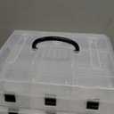 MyGift 11 Inch Clear Plastic Storage Box Container, Arts and Crafts Sewing Supplies Organizer Case with Black Accents, 24 Customizable Compartments, and 6 Drawers with Removable Dividers