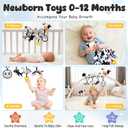 Spiral Car Seat Baby Toys 0-6 Months, Infant Carseat High Contrast Sensory Toys Hanging Stroller Accessories, Newborn Shower Gifts for Baby Boys Essentials Stuff, Cute Black and White Cow