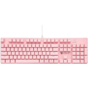 Hot Swappable Mechanical Gaming Keyboard - White Backlit With Blue Switches, 104 Keys, Wired, Pink