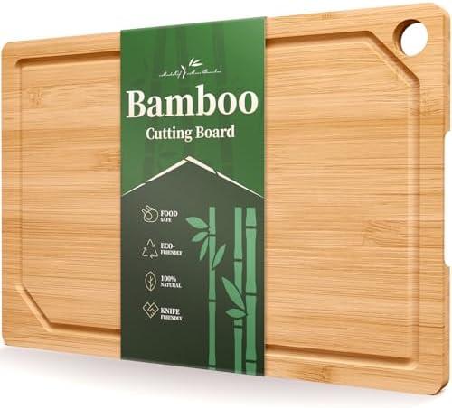 Kitsure Bamboo Cutting Board - Multi-Sizes Wooden Cutting Boards for Kitchen, Convenient Kitchen Essentials with Deep Juice Grooves, Natural Cutting Board for Chopping & Serving, 17.3" x 12.0"