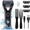 Electric Foot Callus Remover, Rechargeable Portable Electronic Foot File Pedicure Kits, Waterproof Foot Scrubber File, Professional Pedicure Tools, Foot Care for Dead Skin Ideal Gift, 3 Rollers