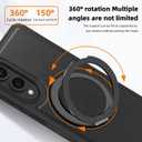 2 x Magnetic PU Leather Case Fit for Samsung Galaxy S25 Edge [Compatible with MagSafe][360-Degree Rotatable Ring Stand & Kickstand] Phone Cover for Samsung S25 Edge (Black)