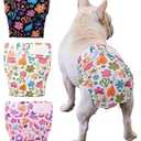 CuteBone Washable Dog Diapers Female No Tail Hole 3 Pack Reusable Doggie Period Training Pants for Docked-Tail Frenchie French Bulldog Boston Terrier Without Tail WWD19S Small