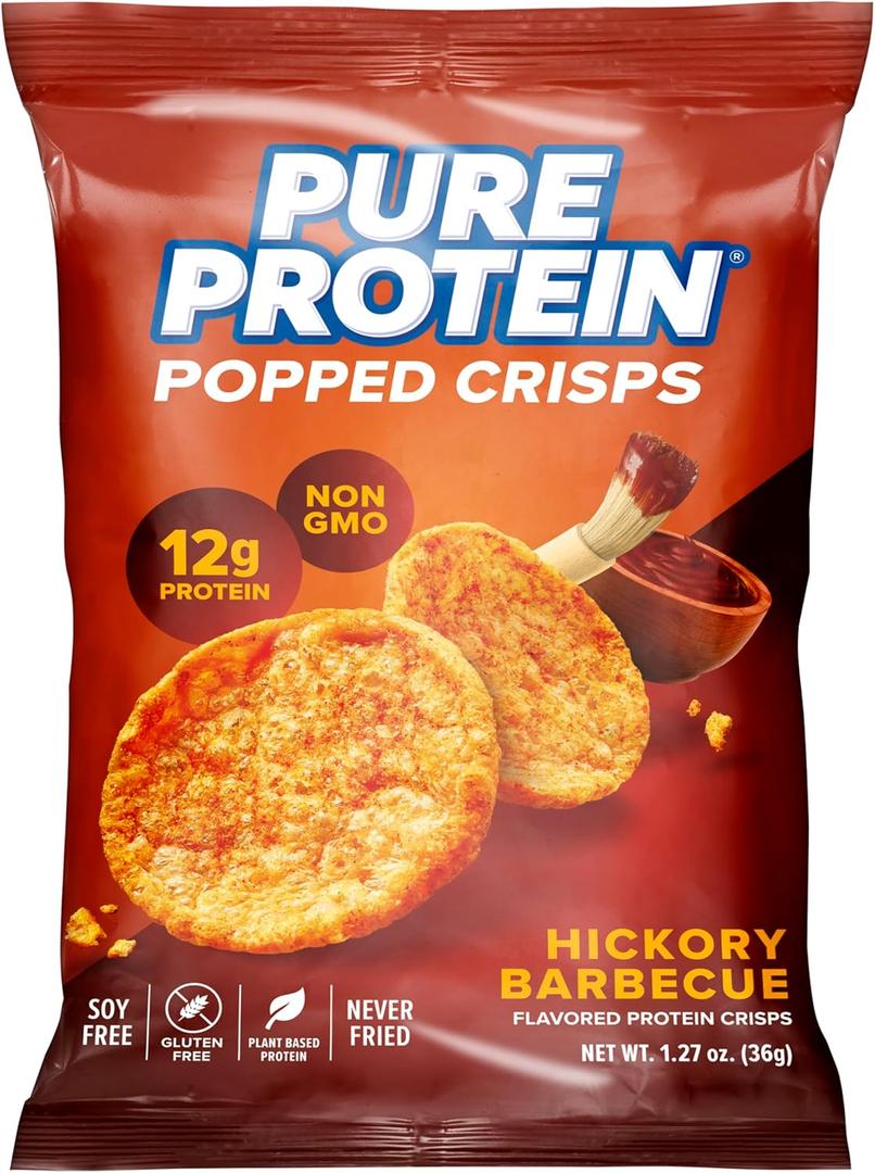 Pure Protein Popped Crisps, Hickory Barbecue, High Protein Snack, 12G Protein, 1.27oz., 12 Count, BB 13 OCT2026