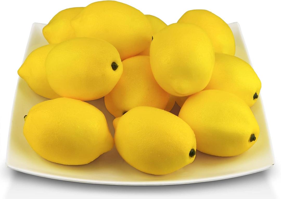 Artificial Lemons Simulation Lifelike Small Lemons Fake Fruit for Home Kitchen Wedding Party Decoration Photography 12pcs Set (Yellow)