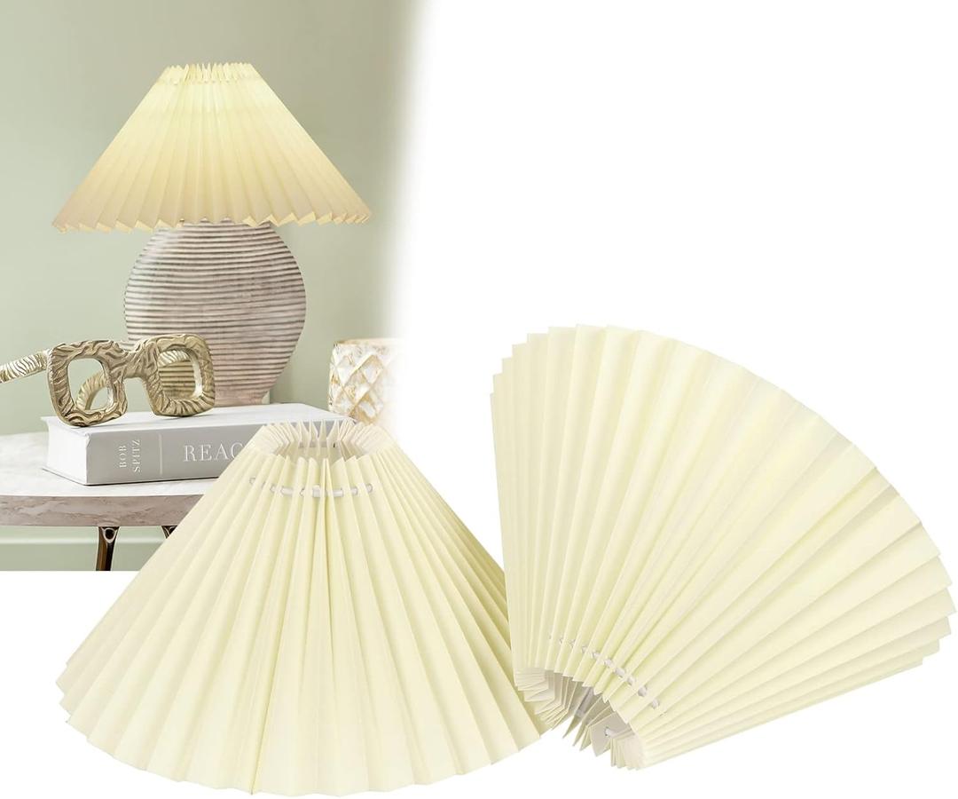 Pleated Lamp Shade for Table Lamp Set of 2, Small Lampshade Colth Bell Lamp Shades for floor lamps and Bedside Nightstand Lamp Cover 10.23"x5.3" (Beige)