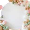 HEMMOTOP 7.2x7.2 ft Round Backdrop Cover White, Circle Arch Stand Cover for Wedding, Balloon Arched Covers Stretchy Backdrops for Party, Baby Shower, Fabric Photo Background 220cm