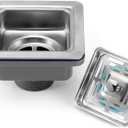 3-1/2  Square Kitchen Sink Drain Assembly Kit 304 Stainless Steel Sink Strainer Drain Basket Replacement with Sink Stopper Sealing Lid for Kitchen Bathroom Drain Kit (Gray)