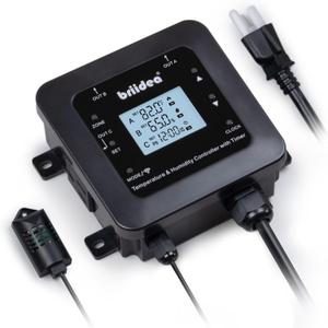 Briidea Smart WiFi Temperature and Humidity Controller with Timer Outlet, 3-in-1 Reptile Thermostat Hygrostat, App Control via Dual-Band 2.4G/5G WiFi for Greenhouse, Incubator, Mushroom, and Homebrew