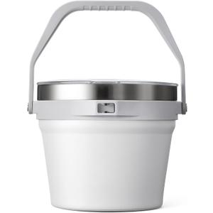 COKTIK 7L Insulated Ice Bucket with LidDouble Wall Vacuum Stainless Steel Beverage Bucket Keeps Frozen LongerHolds 6 Longnecks or 3 Bottles of Winefor hot food, Large Parties(No Accessories, White)
