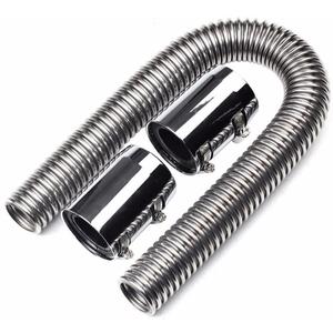 BLACKHORSE-RACING 24" Stainless Steel Radiator Flexible Coolant Water Hose Kit with Caps Universal (Silver)