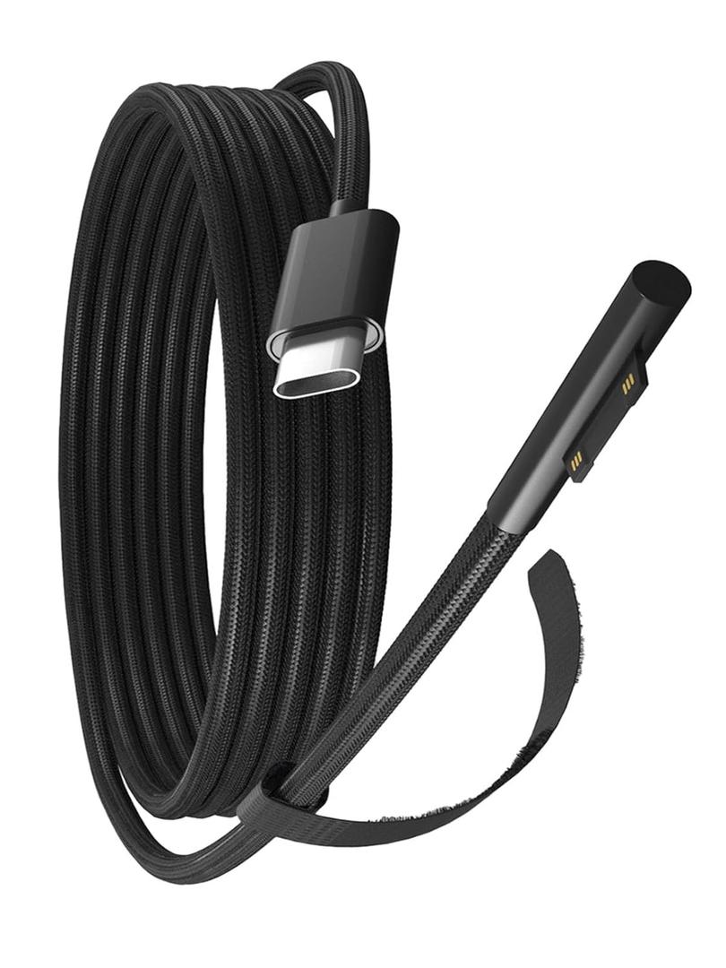 PD100W USB-C Charger Cable Compatible with Surface Pro Laptop Microsoft Surface Pro 10/9/8/7+/7/6/5/4/3/X Windows Surface Laptop 6/5/4/3/2/1 Surface Go Tablet Surface Book Support 65W/45W,6FT, Black