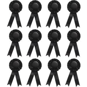 PATIKIL Blank Award Ribbon, 12 Pcs Rosette Ribbon Honorable Prize Recognition Ribbon for DIY, Party, Wedding, Competition, Sport, Black