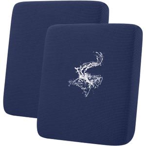 hyha Waterproof Couch Cushion Covers for Pets, Non Slip Sofa Seat Cover for Dogs Washable, Soft Thick Stretch Jacquard Fabric, Sofa Slipcovers with Elastic Bottom (2 Pieces, Navy)