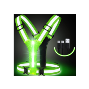 Simket Led Reflective Vest Running Gear, High Visibility Reflective Running Gear Rechargeable Adjustable Led Running Vest, Safety Night Running Gear for Men Women