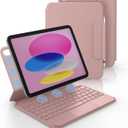 Dexnor for iPad (A16) 11th/10th Generation Case with Keyboard Ultra-Thin Magnetic Folio Keyboard Case Trackpad Pencil Holder Backlit Rechargeable for iPad A16 11" 2025/10th Gen 10.9" 2022, Pink