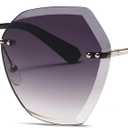 AEVOGUE Sunglasses For Women Oversized Rimless Diamond Cutting Lens Sun Glasses AE0534 (Silver&gray)