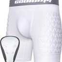 COOLOMG Youth Boys Sliding Shorts with Athletic Cup Compression Shorts for Baseball Football Lacrosse Large