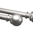 Amazon Basics Adjustable Heavy Duty Curtain Rod for Windows, Round Finials, 1-Inch Rod, 72" to 144", Nickel, 1-Pack