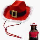 Nicky Bigs Novelties Adult Light Up Santa Claus Christmas Cowboy Hat  Light Up LED Lights Cowgirl Hats  Holiday Western Costume Accessory, Red White, One Size