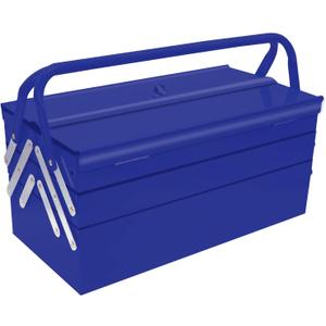 MANUFORE Metal Tool Box 16.5 x 8.5 x 8'' Folding Tool Storage Box, 3 Level and 5-Tray, with A Hole for Locking