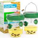 2 Pack Wasp Traps Outdoor Hanging, Solar Powered Carpenter Bee Traps for Outside with Rubber Whiskers and LED Light, Yellow Jacket Trap for Orchard, Farm, Garden, Patio, Yard