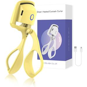 Heated Eyelash Curlers, Electric Eyelash Curlers USB Rechargeable,Electric Eyelash Curler Heated,Professional Eyelash Curlers for Women Long Last Curling,Yellow
