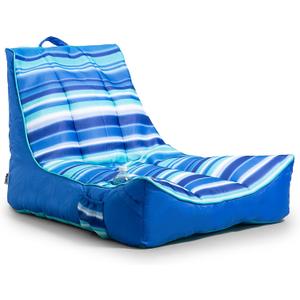 Big Joe Captain's Float No Inflation Needed Pool Lounger with Drink Holder, Blurred Blue Double Sided Mesh, Quick Draining Fabric, 3 feet