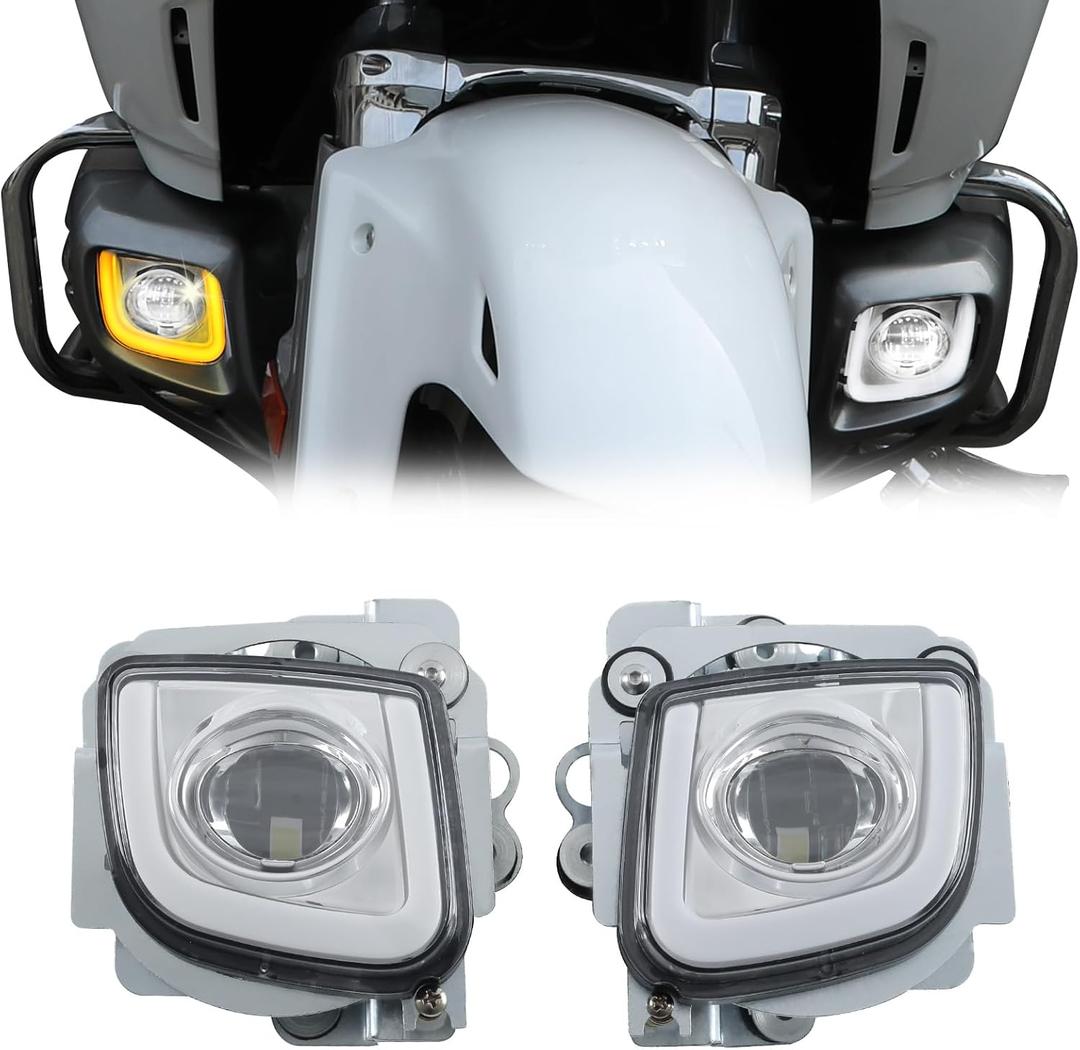 LED Fog Light Turn Signal for Goldwing GL1800, Dual Colors Rectangular Headlight w/DRL Turn Signal Fog Light for Honda Gold Wing GL1800 2012-2017, F6B 2013-2017, Valkyrie 1800 2014-2015 Accessories