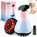 Lymphatic Drainage Massager, 4-in-1 Anti Cellulite Massage Tool with Microcurrent, Red Light, Heat & Vibration, Helps Reduce Cellulite, Stretch Marks & Puffiness, Body Sculpting Machine Pink & Blue