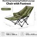 Naturehike Seastar Reclining Camping Chair, Padded Camp Chair with Detachable Footrest, Green