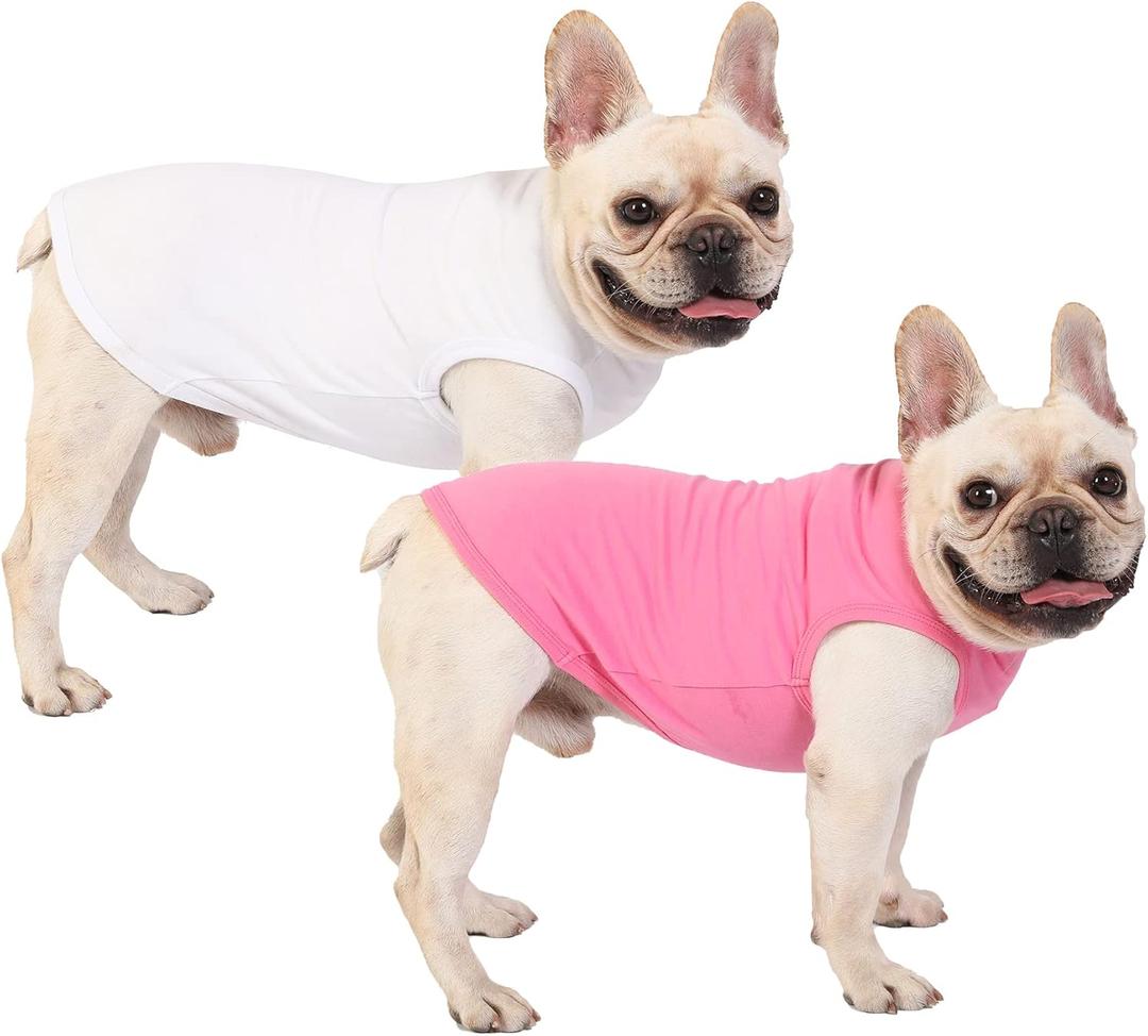 Dog Pink White Shirts,Soft Blank Cotton Tee-Shirt for Boy Girl Dogs,Plain XX-Large Labrador Clothes,XXL Pink White