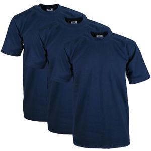 Pro Club Men's 3-Pack Heavyweight Cotton Short Sleeve Crew Neck T-Shirt (Blue, L)