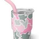 Swig Life Swig Shots Insulated Tumbler 2oz, Stainless Steel Mini Tumbler with Lid and Silicone Straw, Double Wall & Vacuum Sealed, Mini Tumblers for Shots (Blushing Camo)