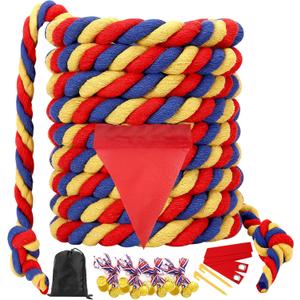 Tug of War Rope 60FT Outdoor Yard Games for Kids and Adults, Field Day Family Reunion Birthday Party Games,Carnival Game, Outside Backyard Lawn Yard Games Fun for Team Building Activities, Tricolor