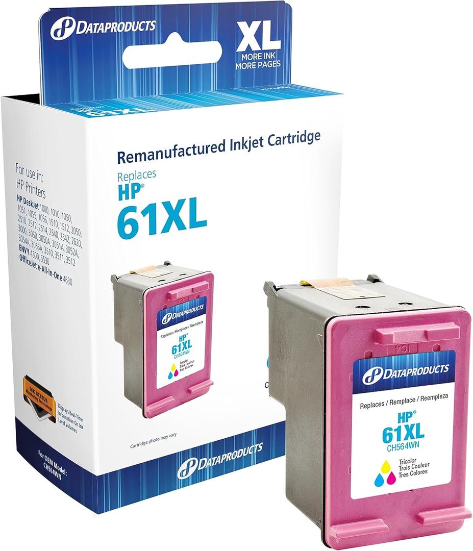 Dataproducts DPC564WN Remanufactured Tri-Color Inkjet Cartridge for HP 61XL Ink
