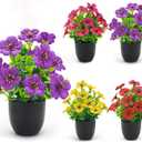 Der Rose 4 Pack Small Fake Plants with Fragrance Discs Spring Faux Flowers in Black Pots Artificial Plants Indoor for Bathroom Room Office Desk Decor