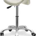 Saddle Stool with Wheels,Rolling Stool,Rolling Chair Ergonomic Swivel Rolling Chair with Hydraulic Lifting Height Adjustable Rolling for Office Medical Massage Salon Drafting(White)