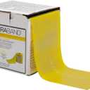 THERABAND Resistance Band 25 Yard Roll, Non-Latex Professional Elastic Stretch Bands for Upper & Lower Body Exercise Workouts, Physical Therapy, Lower Pilates, Flexibility, & Rehab, Dispenser Box (Yellow - Thin)
