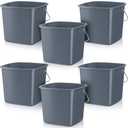 Zhehao 6 Pcs 3 Quart Bucket for Cleaning Small Sanitizer Bucket for Restaurant Square Plastic Pail with Handles for Home, Offices, Commercial Use, Food Service(Gray)
