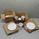 LIANYU 16 Piece Dinnerware Dish Sets for 4, Stoneware Plates and Bowls, Dishware Set with Dinner Salad Plates, Bowls, Mugs, Microwave & Dishwasher Safe, Pearl White
