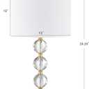 JONATHAN Y 25.25" Clear and Brass Gold Crystal Table Lamp, Modern Glam Faceted Orb Bedside Lamp with White Linen Drum Shade for Living Room Bedroom, LED Bulb Included JYL5017A