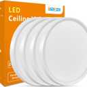 4PK 12 Inch LED Flush Mount Ceiling Light, 24W, 2520LM,3000K/4000K/6000K CCT Selectable, Round Flat Panel Low Profile Ceiling Light Fitures for Hallway, Kitchen, Bedroom, Laundry Room,White