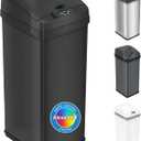 iTouchless 13 Gallon Automatic Garbage Can with Odor Filter, 50L Touchless Kitchen Wastebasket, Smart Hands-Free Motion Sensor Lid, Fingerprint-Proof, Pet-Proof Dog Lock & Soft-Close, Matte Black