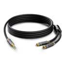 3.5mm to 2 RCA Stereo Audio Cable 10 Ft (Real Hi-Fi Sound-Silver Plated Copper-Spring SR-Braided) 3.5 mm 1/8" TRS Male to Dual RCA Male Bidirectional Cable for Home Theater,Speaker