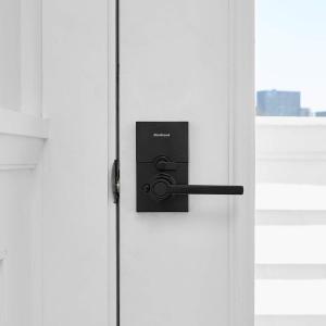 Kwikset 99170-004 SmartCode 917 Keypad Keyless Entry Contemporary Residential Electronic Lever Lock Deadbolt Alternative with Halifax Door Handle and SmartKey Security, Matte Black