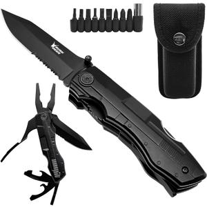 RUSH DEER Multi-Tool 19-in-1 Essential Survival Tools and Multitools Plier- Gift for Men-Versatile Camping Tool Kit-ultimate versatile toolkit For DIY, Outdoor (Matte Black)